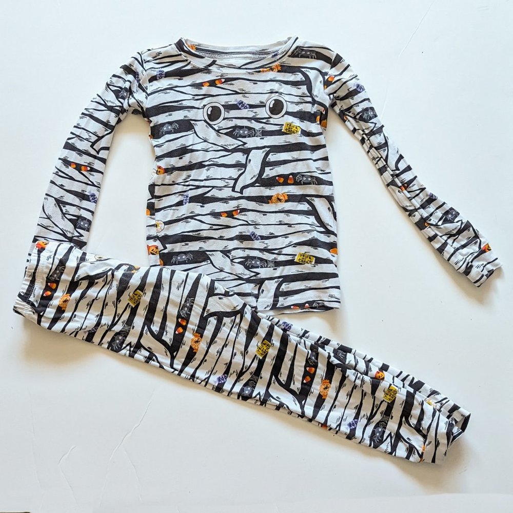 Unisex Halloween Mummy Snug Fit Cotton Pajamas - White PLAY 5T